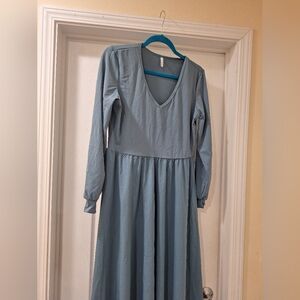 NWT Halara Long Sleeve Elegant Long Sleeve Blue Dress Large womens‎